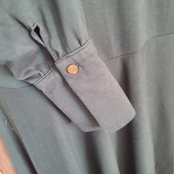 ZARA Ruffled Hem Bottle Green Dress Size L - Picture 4 of 7